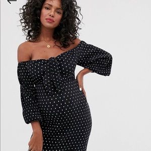 ASOS Maternity off the shoulder spot dress